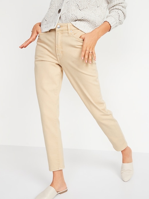 Image number 1 showing, High-Waisted O.G. Straight Mineral-Dye Jeans for Women