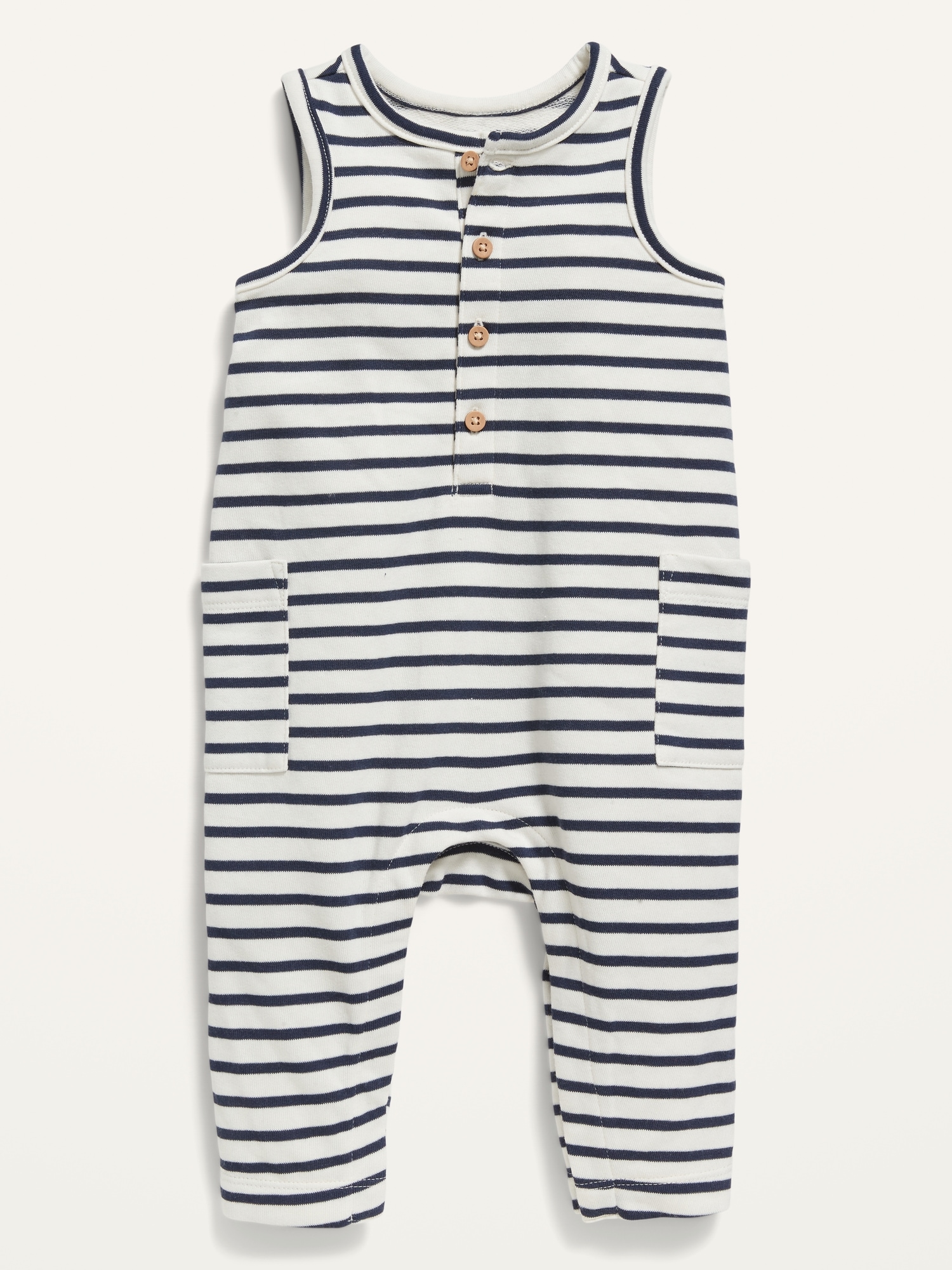 Unisex Striped Sleeveless Henley OnePiece for Baby Old Navy