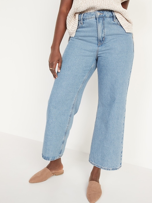 Image number 5 showing, Extra High-Waisted Wide-Leg Light-Wash Jeans for Women
