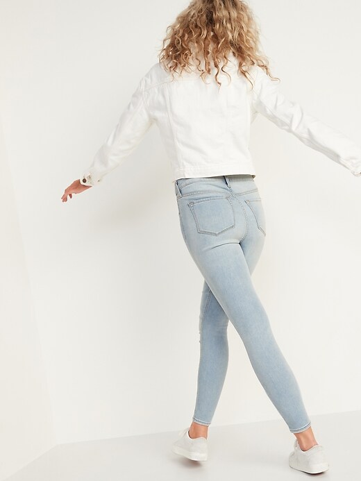 Image number 2 showing, High-Waisted Light-Wash Super Skinny Ankle Jeans