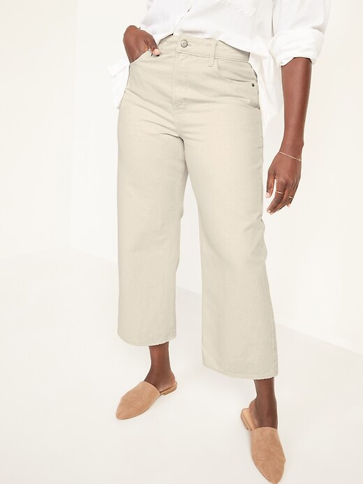 Image number 5 showing, Extra High-Waisted Ecru-Wash Wide-Leg Jeans for Women