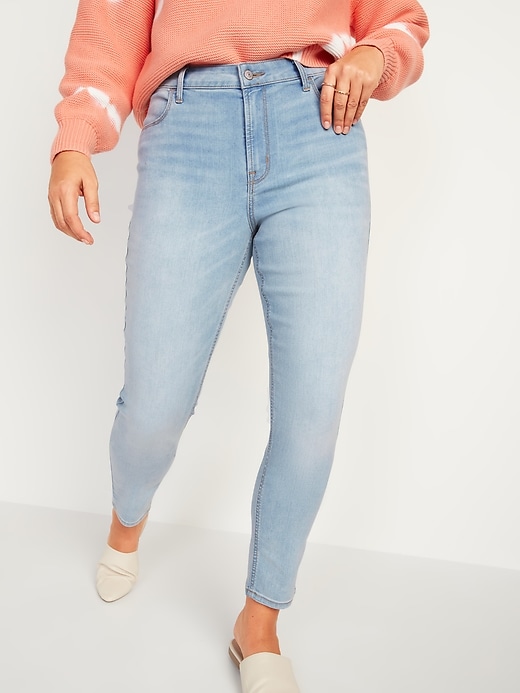 Image number 5 showing, High-Waisted Light-Wash Super Skinny Ankle Jeans for Women