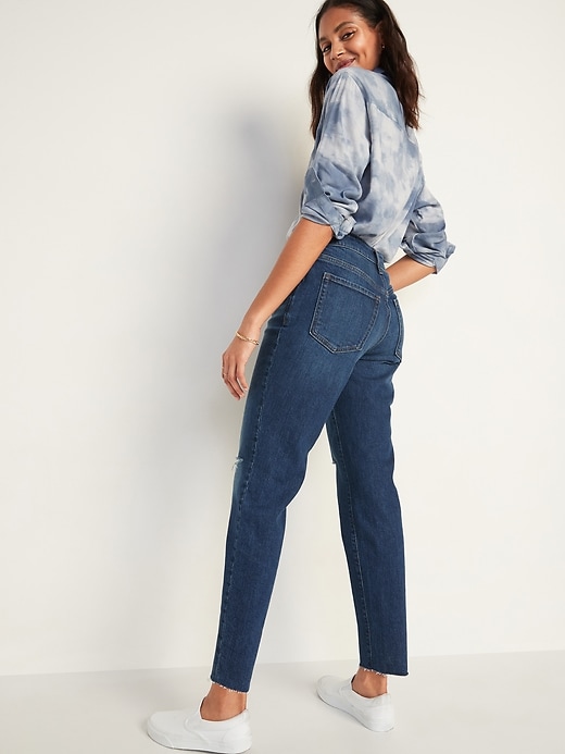 Image number 2 showing, High-Waisted O.G. Straight Ripped Cut-Off Jeans for Women