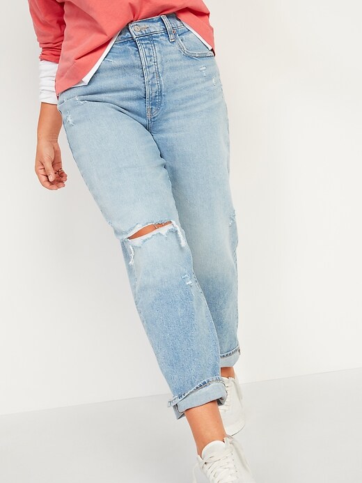 Image number 5 showing, Extra High-Waisted Sky-Hi Straight Button-Fly Ripped Jeans