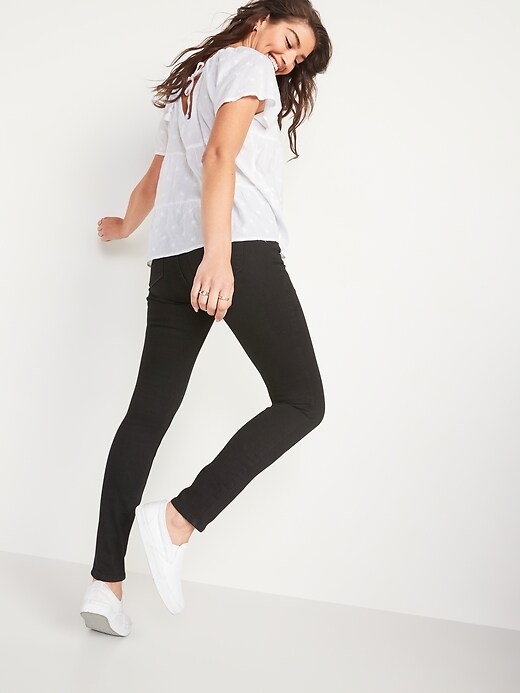 Image number 2 showing, Mid-Rise Pop Icon Skinny Black Jeans for Women
