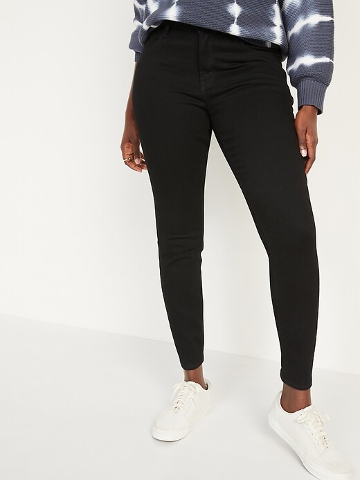 Image number 5 showing, Mid-Rise Pop Icon Skinny Black Jeans for Women