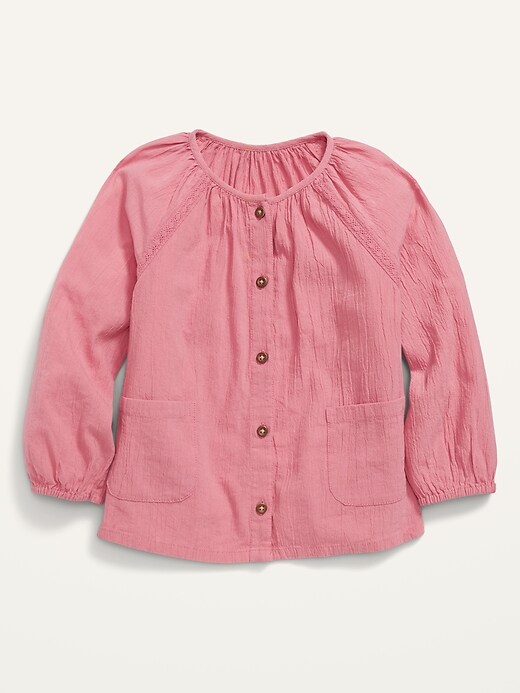 CrinkleCrepe ButtonFront Swing Top for Toddler Girls Old Navy