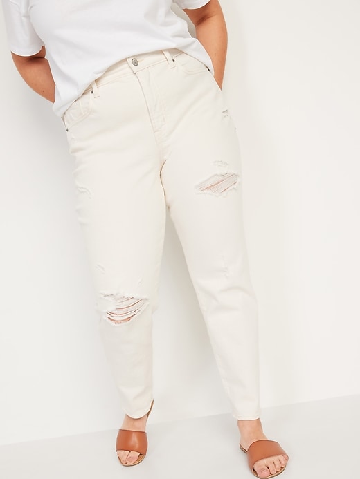 Image number 5 showing, High-Waisted O.G. Straight Ripped Ecru-Wash Jeans