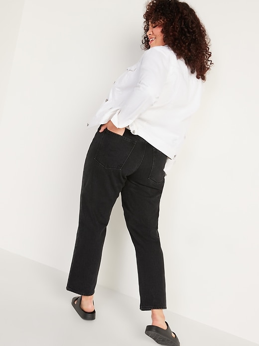 Image number 6 showing, High-Waisted Slouchy Straight Cropped Black Jeans for Women