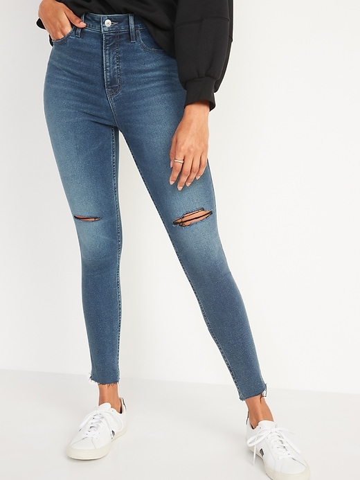Old Navy Women's High-Waisted Rockstar Skinny Ripped Ankle Jeans