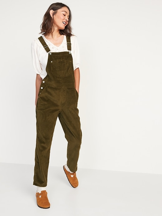 Image number 1 showing, Slouchy Straight Button-Fly Corduroy Workwear Overalls