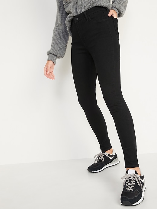Image number 1 showing, High-Waisted Super Skinny Black Jeans for Women