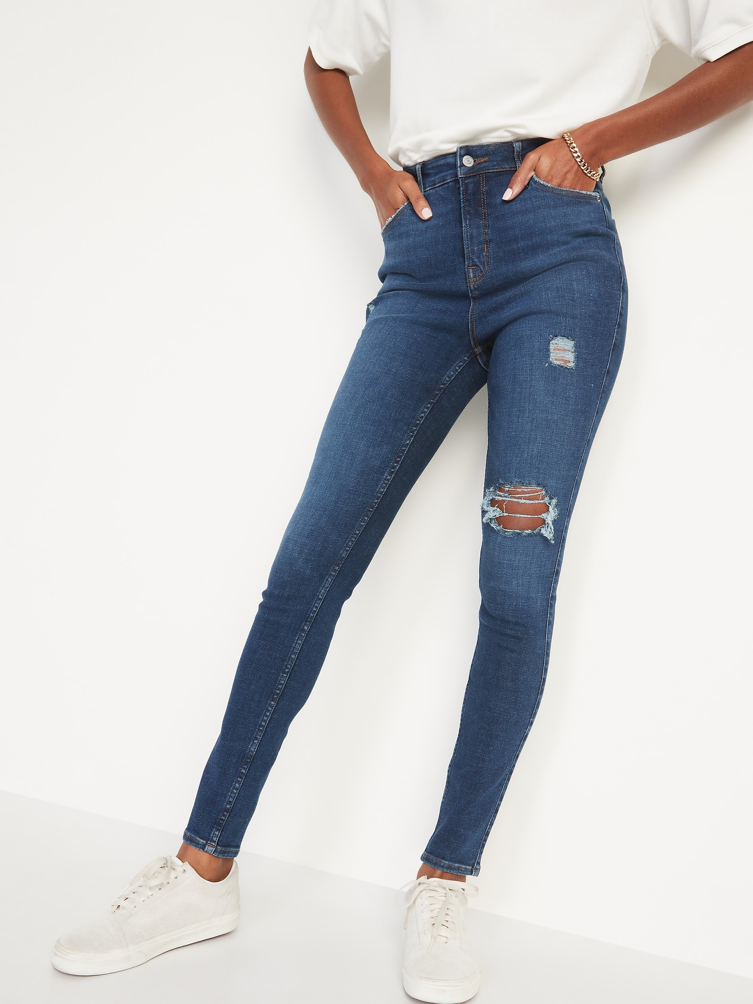 Extra High-Waisted Rockstar 360° Stretch Super Skinny Ripped Jeans