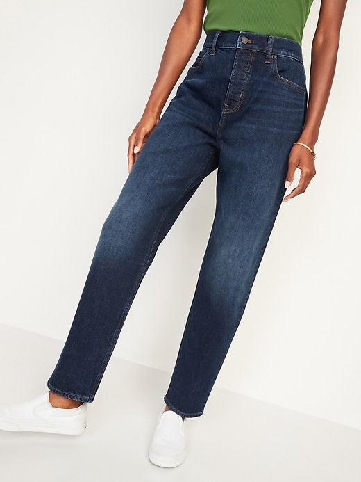 Image number 1 showing, Extra High-Waisted Button-Fly Sky-Hi Straight Jeans