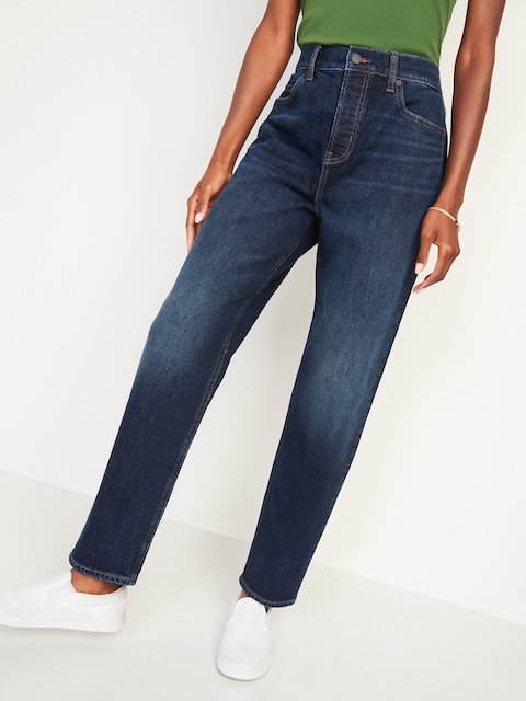 Extra High-Waisted Button-Fly Sky-Hi Straight Jeans