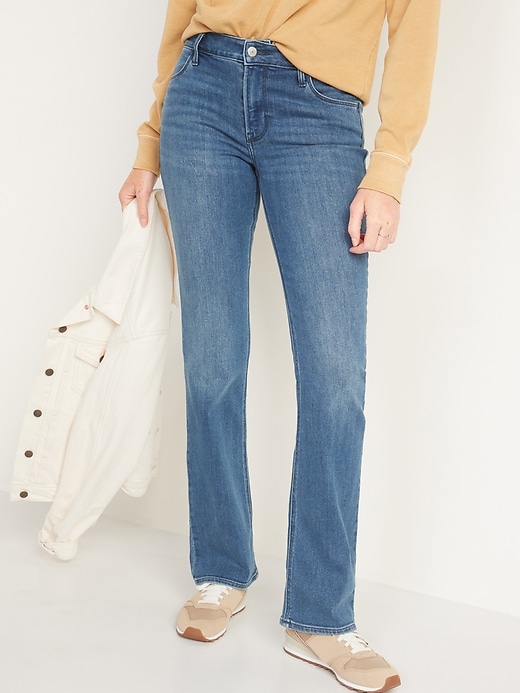 Mid-Rise Medium-Wash Boot-Cut Jeans for Women | Old Navy