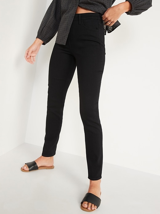 Oldnavy High-Waisted Wow Slim Straight Black Jeans for Women