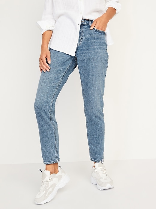 Image number 1 showing, Mid-Rise Boyfriend Straight Jeans for Women