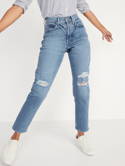 Curvy Extra High-Waisted Button-Fly Sky-Hi Straight Jeans