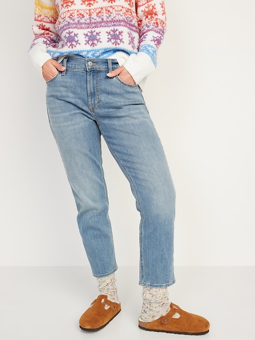 Oldnavy Mid-Rise Built-In Warm Boyfriend Jeans for Women