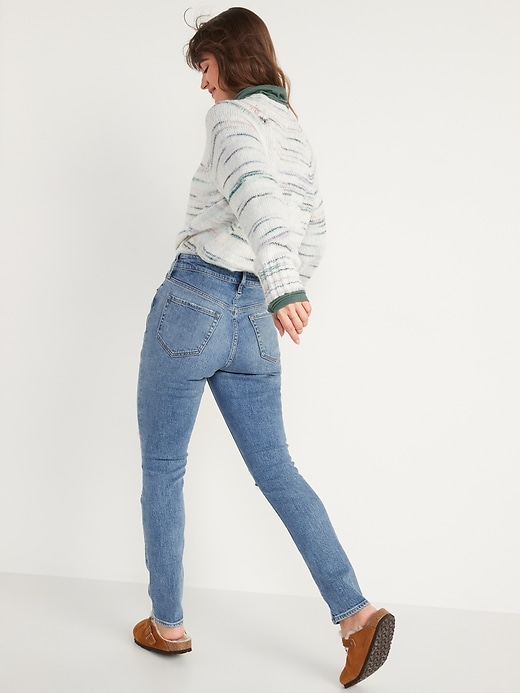 Image number 2 showing, Extra High-Waisted Button-Fly Pop Icon Distressed Skinny Jeans