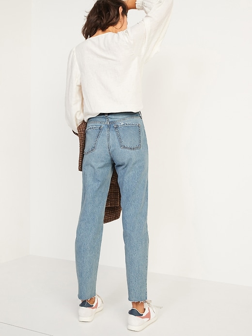 Image number 2 showing, Extra High-Waisted Button-Fly Sky-Hi Straight Ripped Non-Stretch Jeans