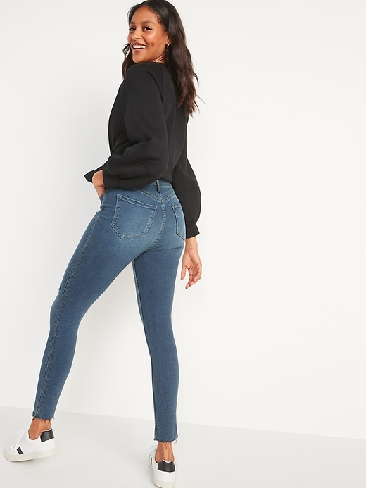 Image number 2 showing, Extra High-Waisted Rockstar 360° Stretch Super-Skinny Ripped Ankle Jeans for Women