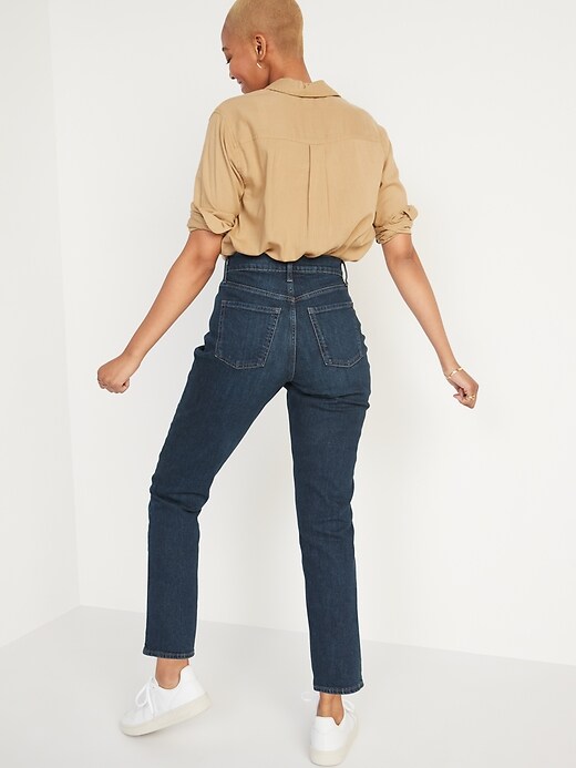 Image number 2 showing, Curvy Extra High-Waisted Button-Fly Sky-Hi Straight Jeans