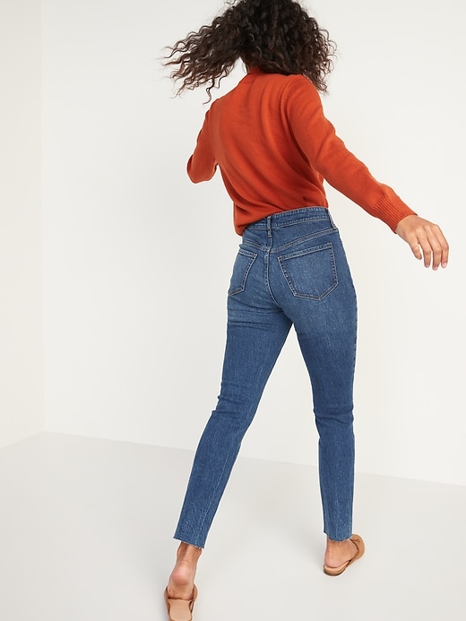 Image number 2 showing, Extra High-Waisted Button-Fly Pop Icon Cut-Off Skinny Jeans for Women