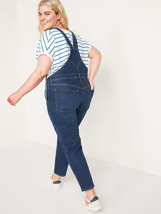 Image number 2 showing, O.G. Straight Dark-Wash Jean Overalls for Women