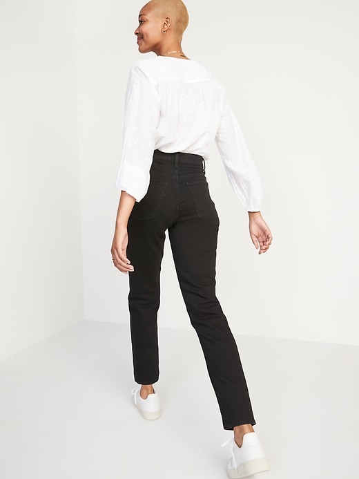 Image number 2 showing, Curvy Extra High-Waisted Button-Fly Sky-Hi Straight Jeans for Women