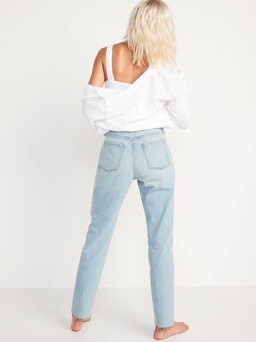 Image number 2 showing, High-Waisted Slouchy Straight Button-Fly Cut-Off Jeans