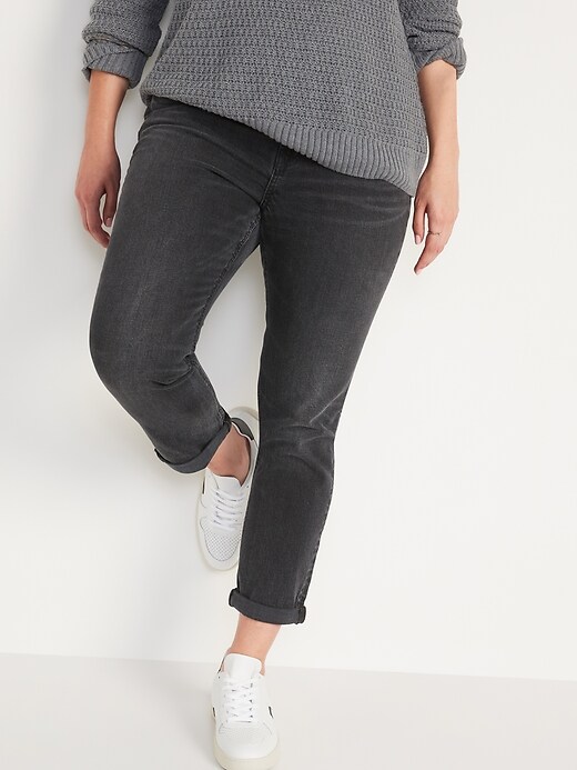 Image number 5 showing, Mid-Rise Boyfriend Straight Black Jeans for Women