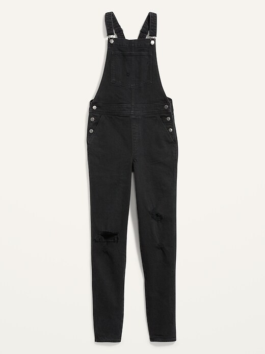Image number 5 showing, O.G. Straight Black Ripped Jean Overalls for Women