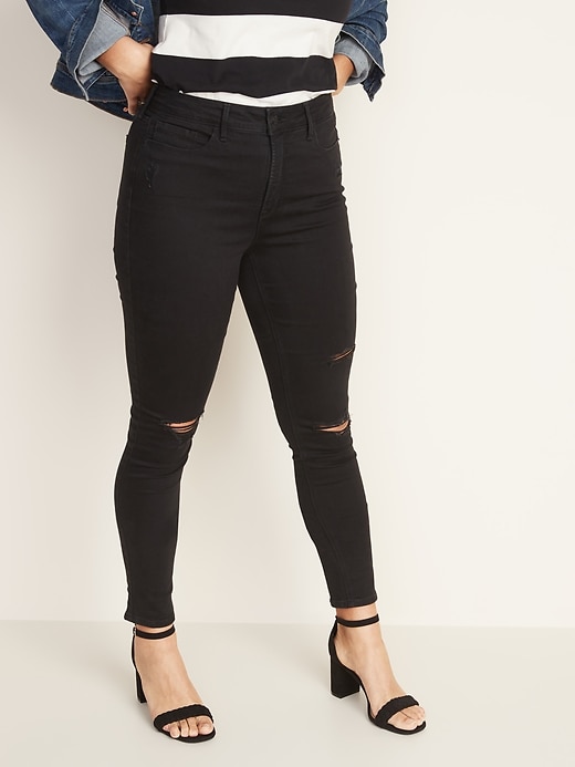 Image number 5 showing, High-Waisted Rockstar Super-Skinny Distressed Jeans For Women