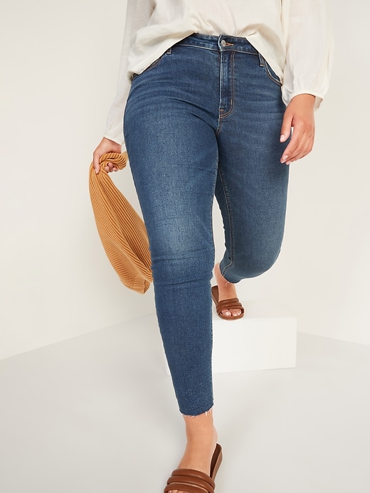 Image number 5 showing, Mid-Rise Rockstar Super-Skinny Cut-Off Jeans for Women