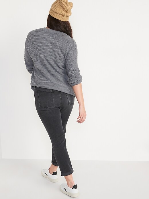 Image number 6 showing, Mid-Rise Boyfriend Straight Black Jeans
