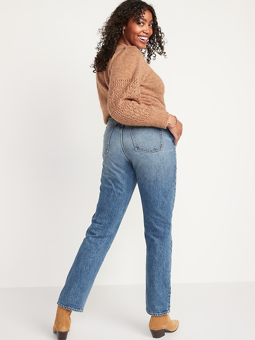 Image number 6 showing, Extra High-Waisted Button-Fly Sky-Hi Straight Non-Stretch Cropped Jeans