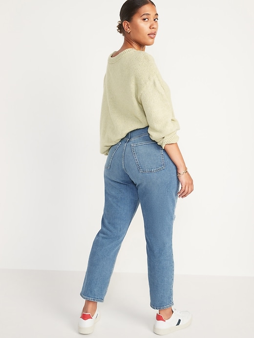 Image number 6 showing, Curvy Extra High-Waisted Button-Fly Sky-Hi Straight Jeans for Women