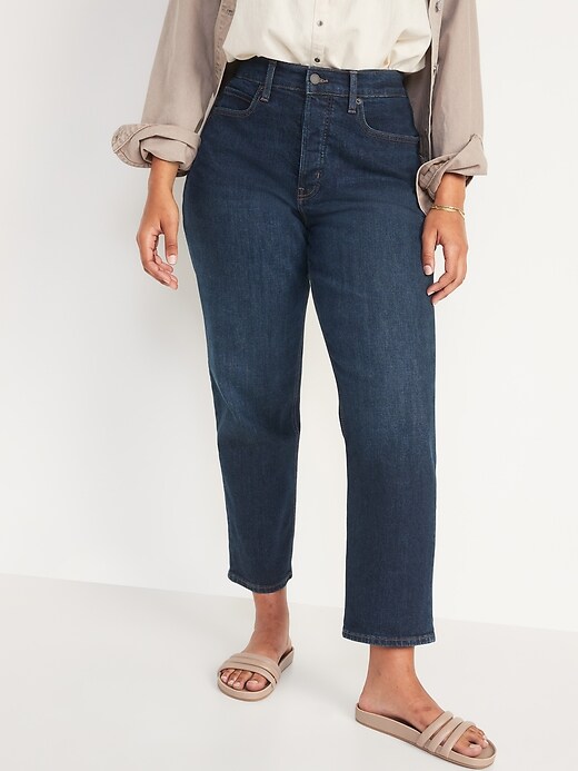 Image number 5 showing, Curvy Extra High-Waisted Button-Fly Sky-Hi Straight Jeans