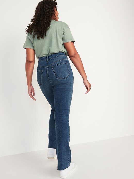 Image number 6 showing, Extra High-Waisted Button-Fly Kicker Boot-Cut Ripped Cut-Off Jeans