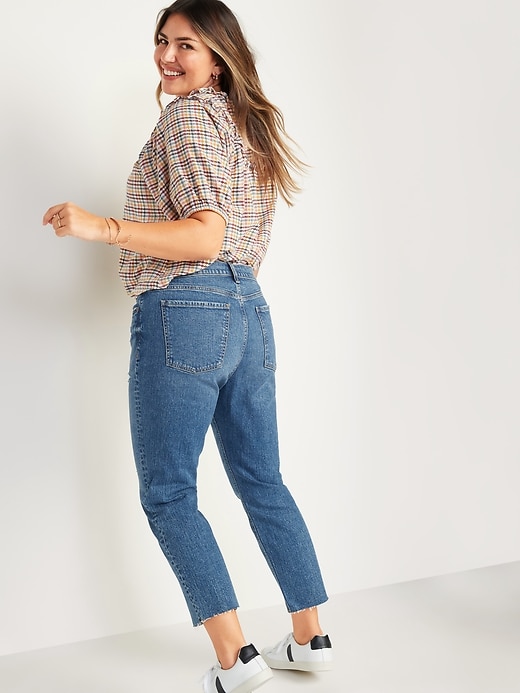 Image number 6 showing, Mid-Rise Boyfriend Straight Ripped Cut-Off Jeans for Women