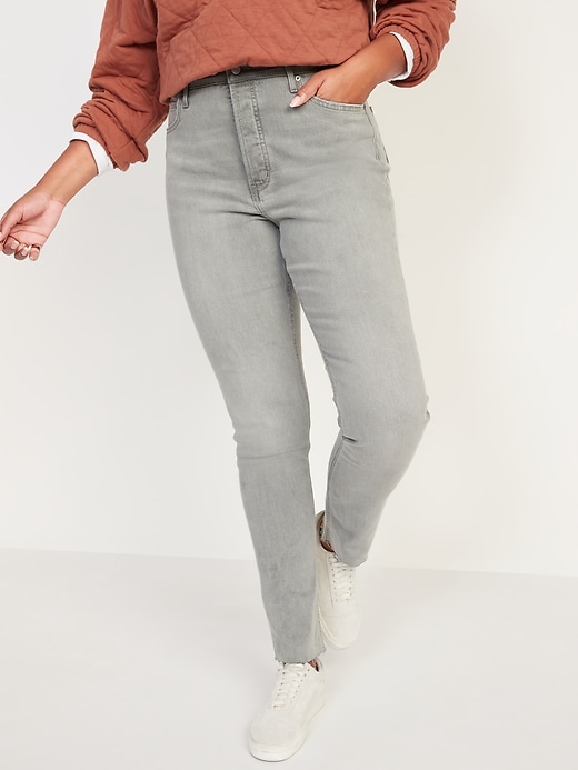 Image number 5 showing, Extra High-Waisted Button-Fly Pop Icon Cut-Off Skinny Jeans for Women