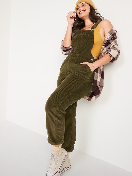 Image number 5 showing, Slouchy Straight Button-Fly Corduroy Workwear Overalls