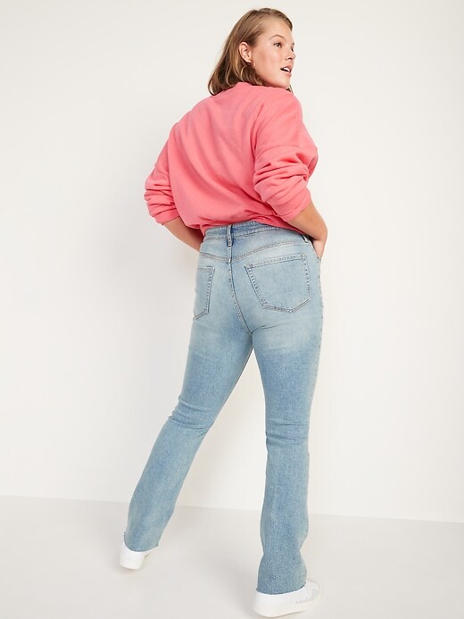 Image number 6 showing, Extra High-Waisted Button-Fly Kicker Boot-Cut Ripped Cut-Off Jeans for Women