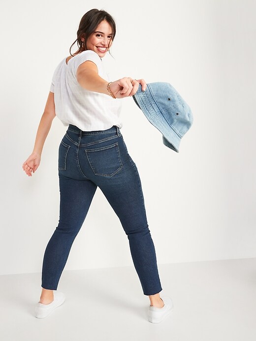 Image number 6 showing, High-Waisted Rockstar Super-Skinny Cut-Off Ankle Jeans for Women
