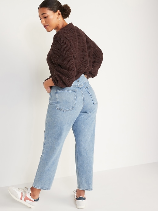 Image number 6 showing, Curvy Extra High-Waisted Button-Fly Sky-Hi Straight Jeans for Women