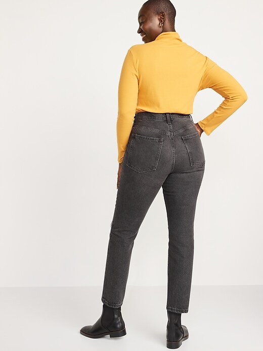Image number 6 showing, Higher High-Waisted Button-Fly O.G. Straight Ripped Gray Non-Stretch Jeans for Women