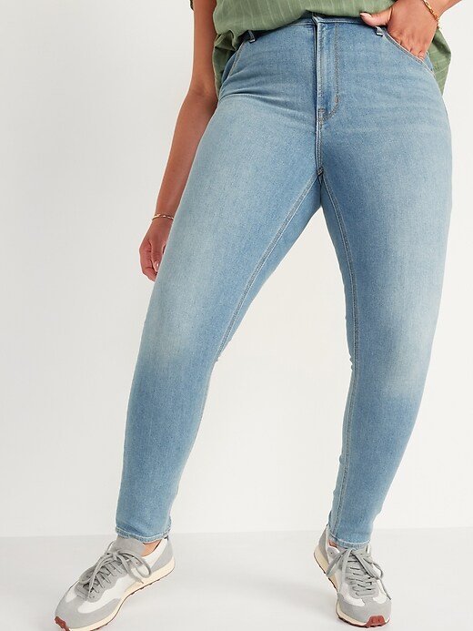 Image number 5 showing, High-Waisted Light-Wash Super Skinny Jeans for Women