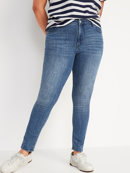 Image number 5 showing, High-Waisted Medium-Wash Super Skinny Jeans for Women